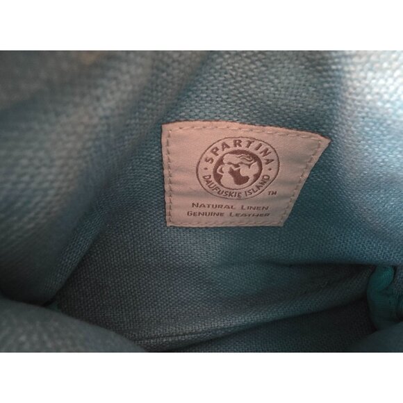 Spartina Natural Linen & Leather Wristlet With Patterned Design - Picture 5 of 8